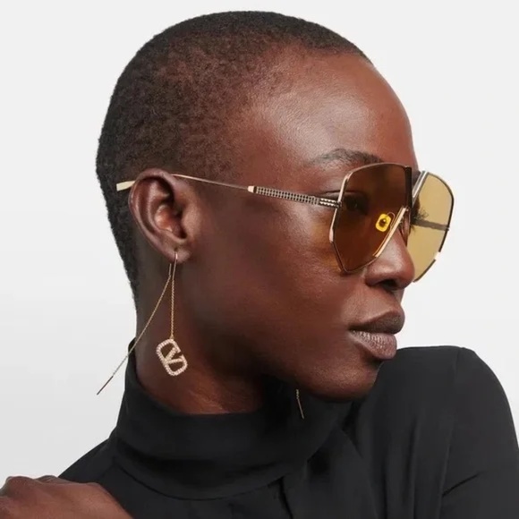 VALENTINO V-HEXAGON TITANIUM Sunglasses Gold $1436 Unisex NWT main image 6